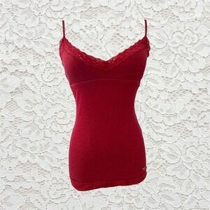 vintage victoria's secret‎ pink red lace babydoll cami tank top